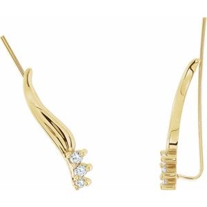 1/6 Ctw Natural Diamond Ear Climbers