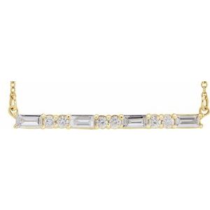 14K Yellow 1/2 CTW Natural Diamond Bar 16-18″ Necklace