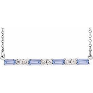 Natural Tanzanite And 1/6 Ctw Natural Diamond Bar Necklace