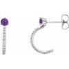 Natural Amethyst And 1/6 Ctw Natural Diamond J-Hoop Earrings