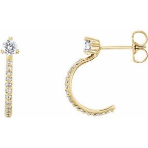 1/3 Ctw Natural Diamond J-Hoop Earrings