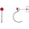 Lab-Grown Ruby And 1/6 Ctw Natural Diamond J-Hoop Earrings