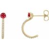 14K Yellow Natural Ruby & 1/6 CTW Natural Diamond J-Hoop Earrings