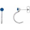 Sterling Silver Natural Blue Sapphire & 1/6 CTW Natural Diamond J-Hoop Earrings