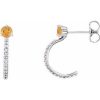 14K White Natural Citrine & 1/6 CTW Natural Diamond J-Hoop Earrings