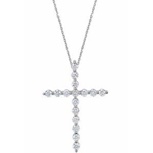 14K White 1/4 CTW Natural Diamond Cross 18″ Necklace