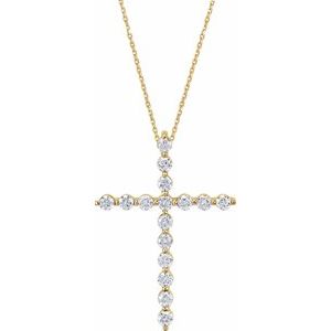 14K Yellow 5/8 CTW Natural Diamond Cross 18″ Necklace