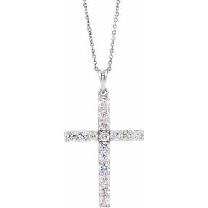 14K White 3/4 CTW Natural Diamond Cross 18″ Necklace