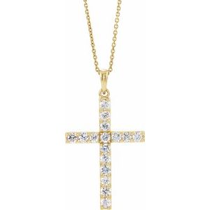 14K Yellow 1/5 CTW Natural Diamond Cross 18″ Necklace