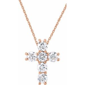 14K Rose 1/3 CTW Natural Diamond Cross 18″ Necklace