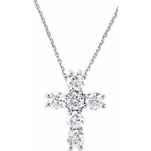 14K White 1/3 CTW Natural Diamond Cross 18″ Necklace