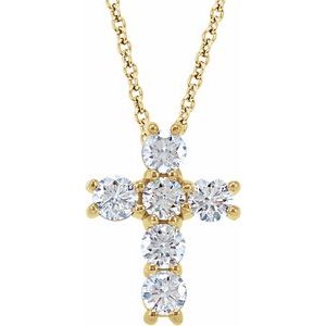 14K Yellow 1/2 CTW Natural Diamond Cross 18″ Necklace