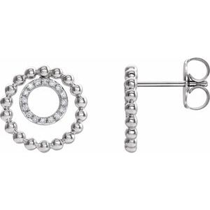 1/10 Ctw Natural Diamond Beaded Circle Earrings