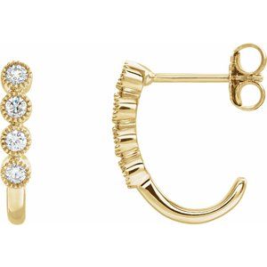 1/4 Ctw Natural Diamond J-Hoop Earrings