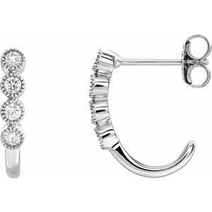 1/4 Ctw Natural Diamond J-Hoop Earrings