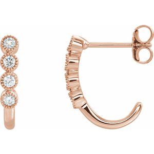 1/4 Ctw Natural Diamond J-Hoop Earrings