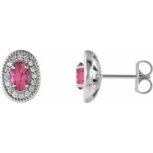 Natural Tourmaline And 1/5 Ctw Natural Diamond Earrings With Backs