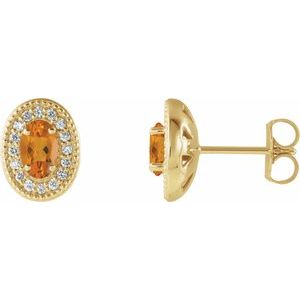 Natural Citrine And 1/5 Ctw Natural Diamond Earrings With Backs