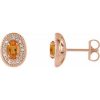 Natural Citrine And 1/5 Ctw Natural Diamond Earrings With Backs