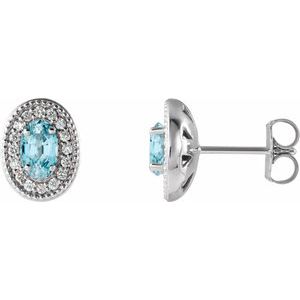 Natural Zircon And 1/5 Ctw Natural Diamond Earrings With Backs