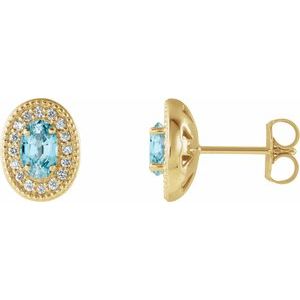 Natural Zircon And 1/8 Ctw Natural Diamond Earrings With Backs