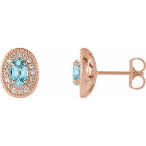 Natural Zircon And 1/5 Ctw Natural Diamond Earrings With Backs