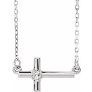 .03 Ct Natural Diamond Sideways Cross Necklace