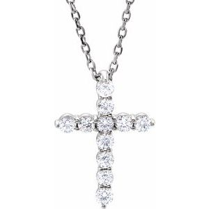 1/4 Ctw Natural Diamond Cross Necklace