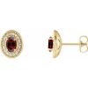 14K Yellow 6×4 mm Natural Mozambique Garnet & 1/5 CTW Natural Diamond Halo-Style Earrings