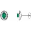 Lab-Grown Emerald And 1/5 Ctw Natural Diamond Earring With Backs