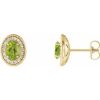 Natural Peridot And 1/5 Ctw Natural Diamond Earrings With Backs