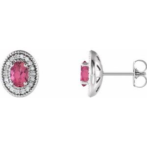 Natural Tourmaline And 1/5 Ctw Natural Diamond Earrings