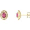 14K Yellow 6×4 mm Natural Pink Tourmaline & 1/5 CTW Natural Diamond Halo-Style Earrings