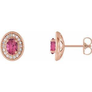 Natural Tourmaline And 1/5 Ctw Natural Diamond Earrings