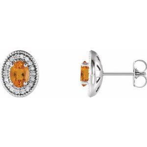 Natural Citrine And 1/5 Ctw Natural Diamond Earrings