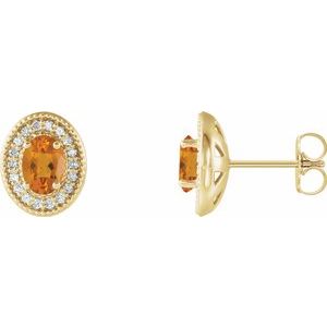 Natural Citrine And 1/5 Ctw Natural Diamond Earrings