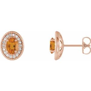 Natural Citrine And 1/5 Ctw Natural Diamond Earrings