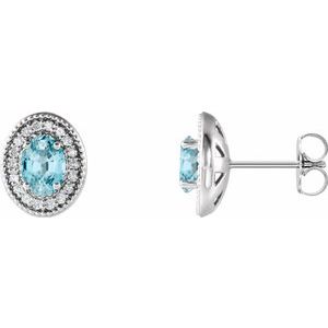 Natural Zircon And 1/5 Ctw Natural Diamond Earrings