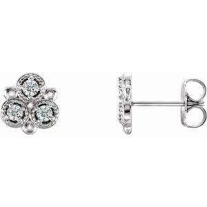 1/5 Ctw Natural Diamond Earring With Backs