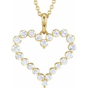 14K Yellow 1 CTW Natural Diamond Heart 18″ Necklace