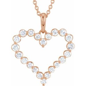 14K Rose 1 CTW Natural Diamond Heart 18″ Necklace