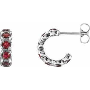 Natural Mozambique Garnet Hoop Earrings