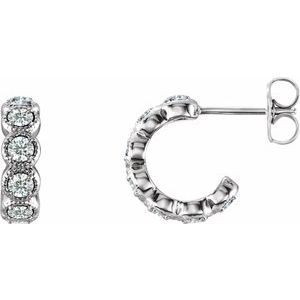 7/8 Ctw Natural Diamond Hoop Earrings