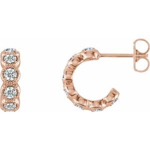 7/8 Ctw Natural Diamond Hoop Earrings