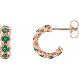 Lab-Grown Emerald Hoop Earrings