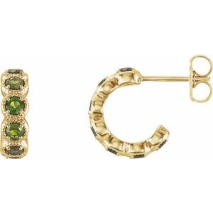 Natural Peridot Hoop Earrings