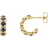 14K Yellow Natural Blue Sapphire Hoop Earrings