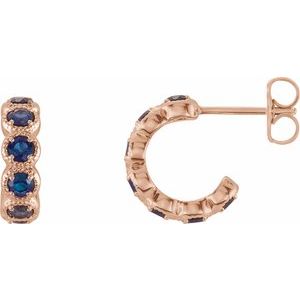 Lab-Grown Blue Sapphire Hoop Earrings