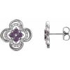 Sterling Silver Natural Alexandrite & 1/5 CTW Natural Diamond Clover Earrings