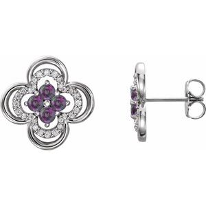 Natural Alexandrite And 1/5 Ctw Natural Diamond Earrings